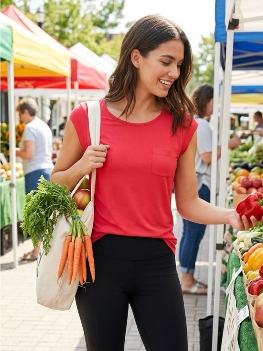 Calvin Klein Orange Short Sleeve Pocket Tee- Stretchy and Comfy